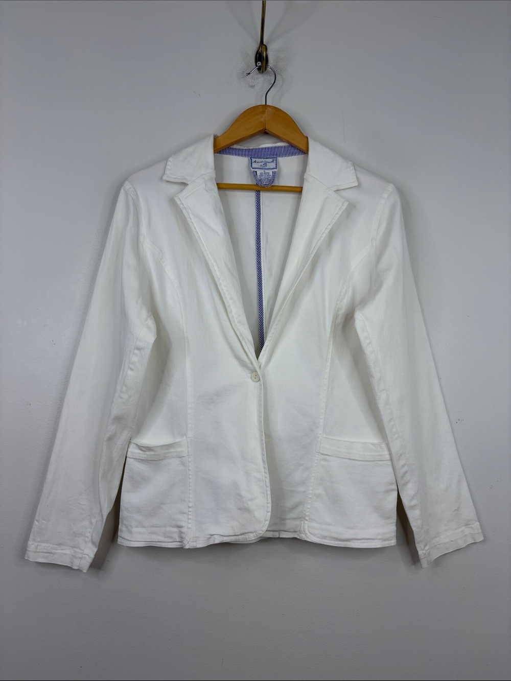 April Cornell Jacket Womens Large White Cotton Stretch Blazer Business Casual